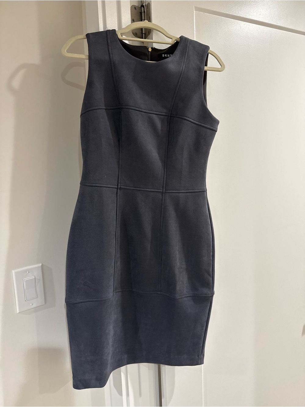 DKNY Structured Navy Panel Sheath Dress